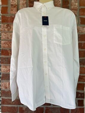 Izod White Button-Down Stretch Extensible Dress Shirt XXL NWT